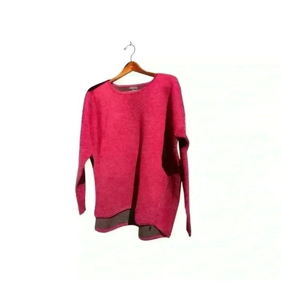 J Crew Women’s Ribbed Merino Wool Cranberry Pullover Sweater Sz L Side-Zip EUC - Picture 4 of 12